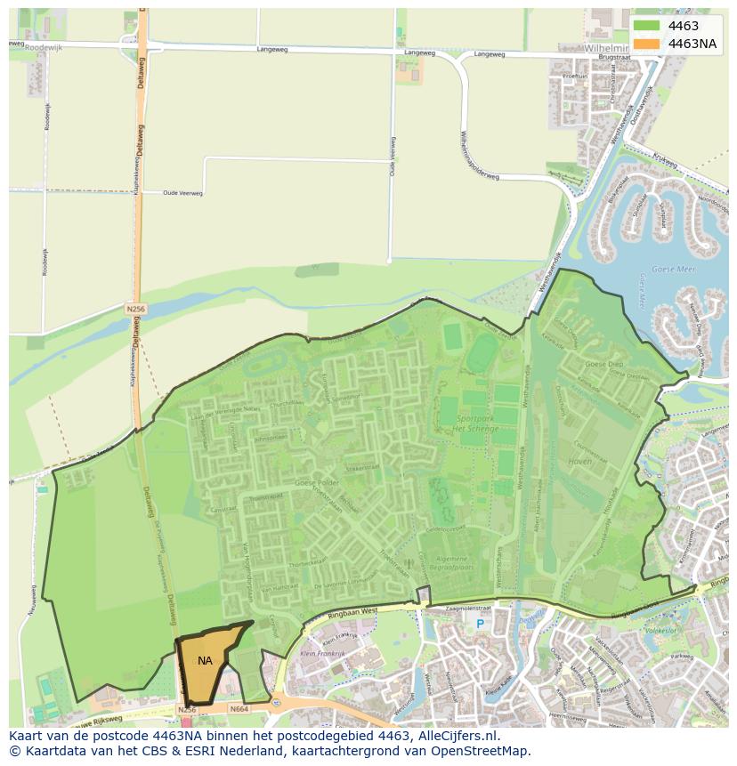 Afbeelding van het postcodegebied 4463 NA op de kaart.