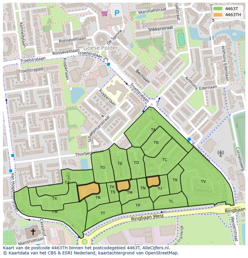 Afbeelding van het postcodegebied 4463 TH op de kaart.