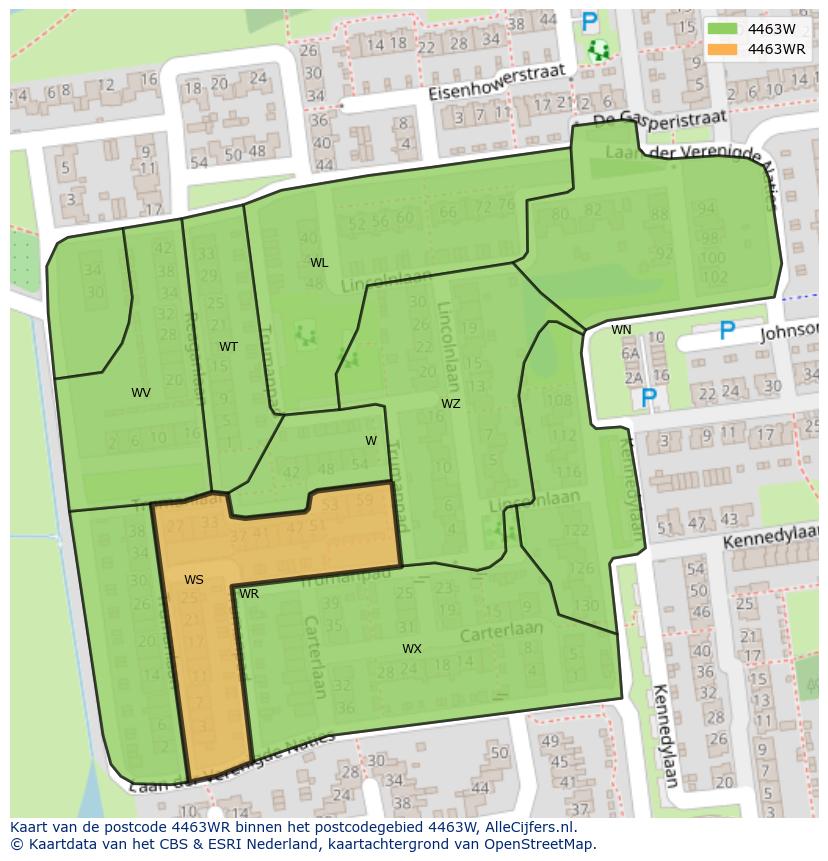 Afbeelding van het postcodegebied 4463 WR op de kaart.