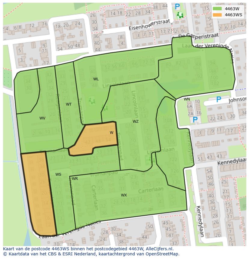 Afbeelding van het postcodegebied 4463 WS op de kaart.