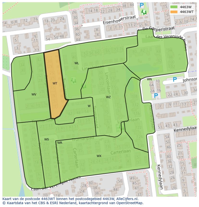 Afbeelding van het postcodegebied 4463 WT op de kaart.