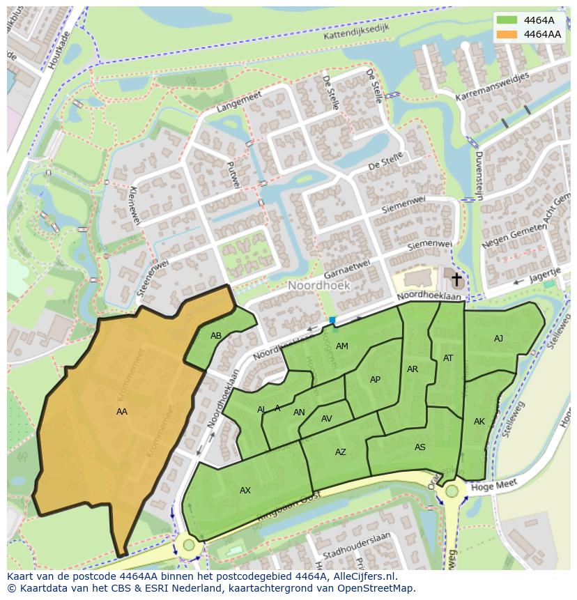 Afbeelding van het postcodegebied 4464 AA op de kaart.