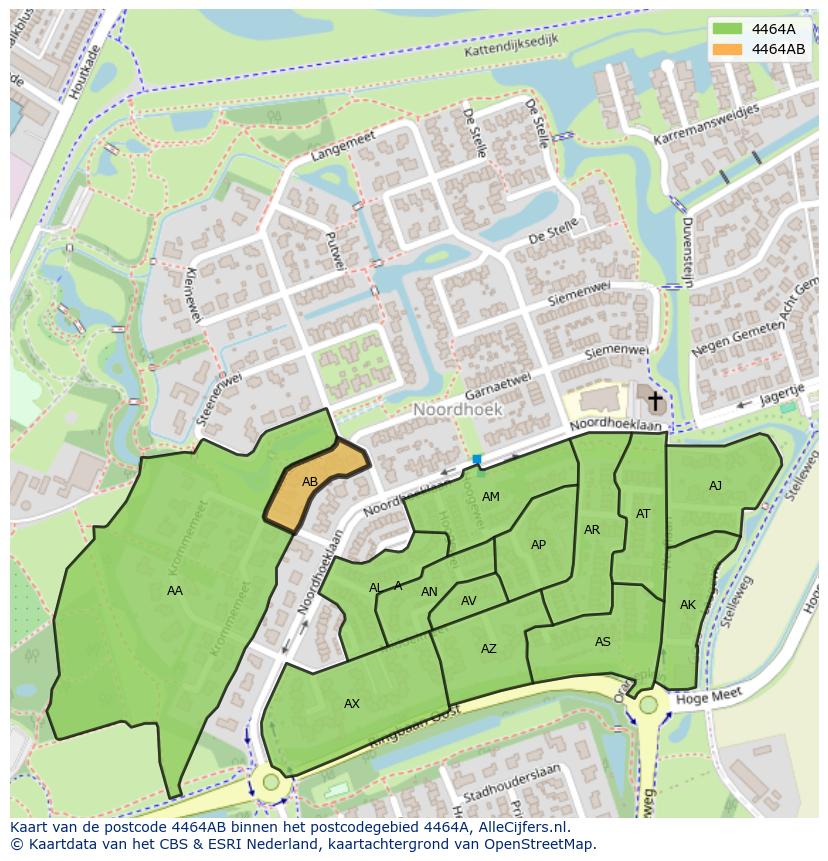 Afbeelding van het postcodegebied 4464 AB op de kaart.