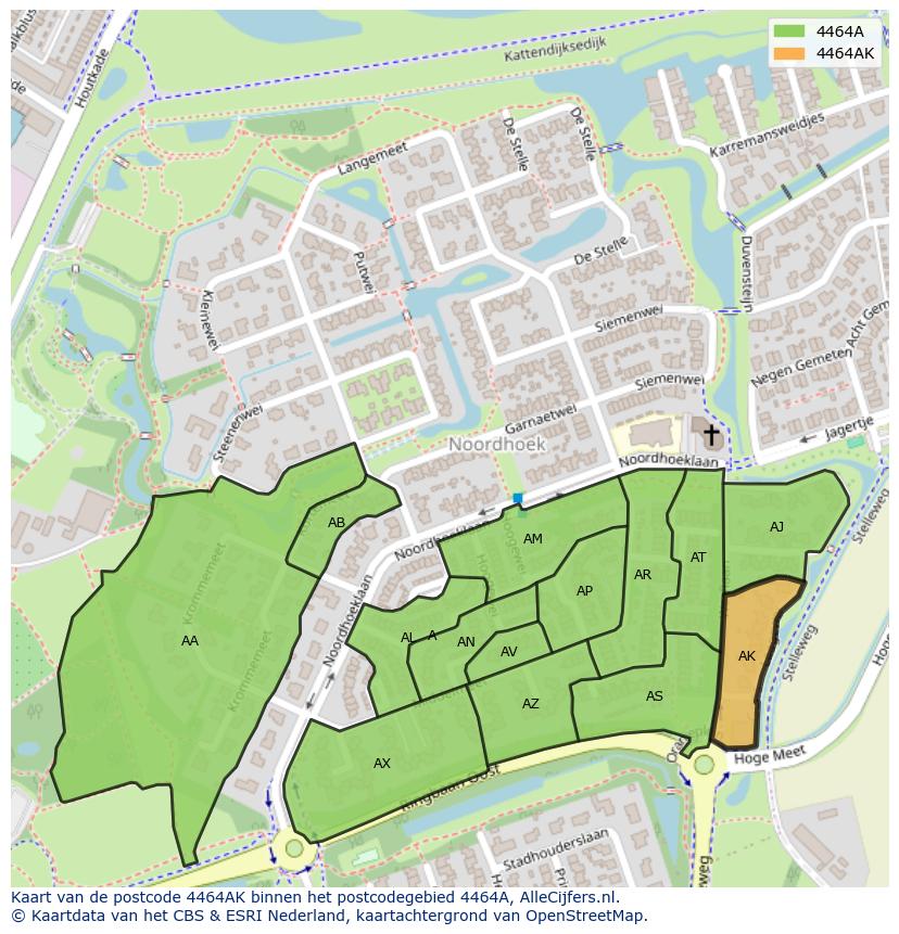 Afbeelding van het postcodegebied 4464 AK op de kaart.