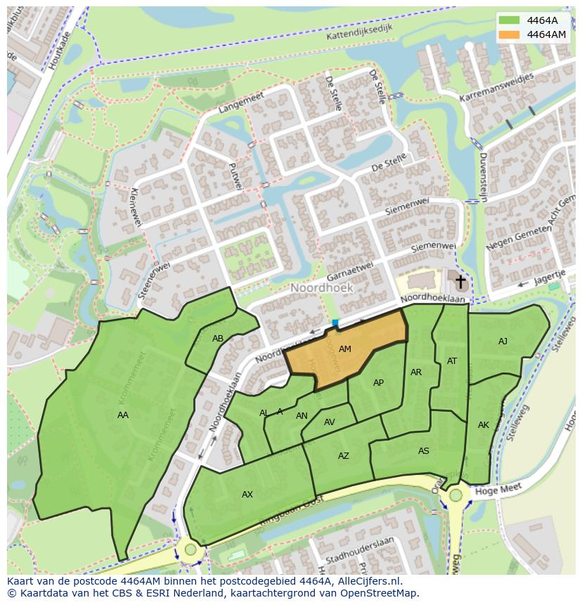Afbeelding van het postcodegebied 4464 AM op de kaart.
