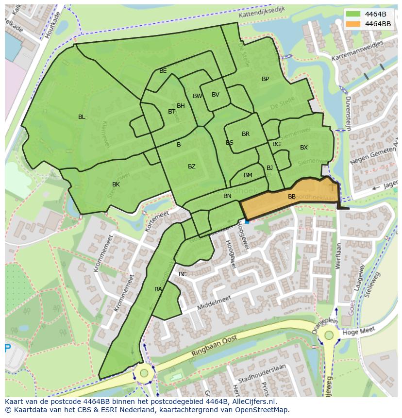 Afbeelding van het postcodegebied 4464 BB op de kaart.