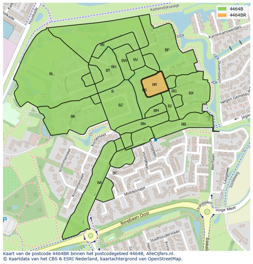 Afbeelding van het postcodegebied 4464 BR op de kaart.