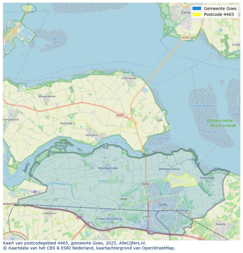 Afbeelding van het postcodegebied 4465 op de kaart.