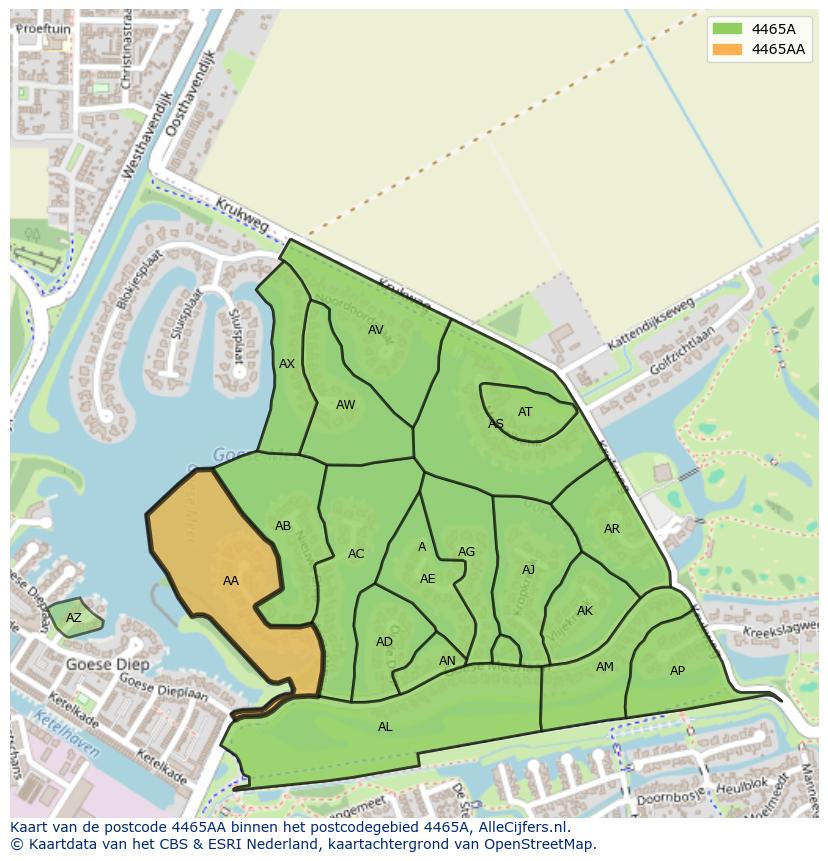 Afbeelding van het postcodegebied 4465 AA op de kaart.