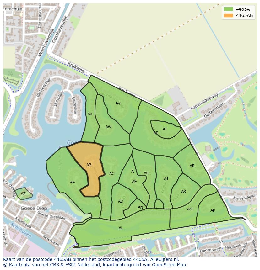 Afbeelding van het postcodegebied 4465 AB op de kaart.