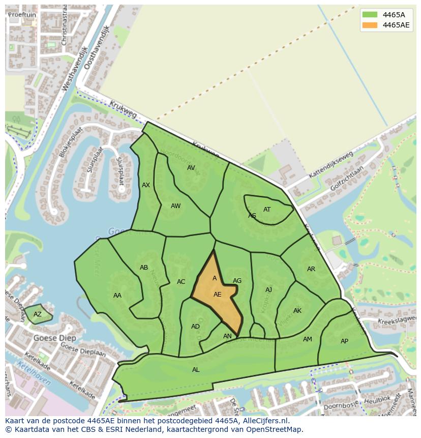 Afbeelding van het postcodegebied 4465 AE op de kaart.