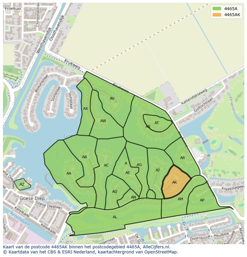 Afbeelding van het postcodegebied 4465 AK op de kaart.