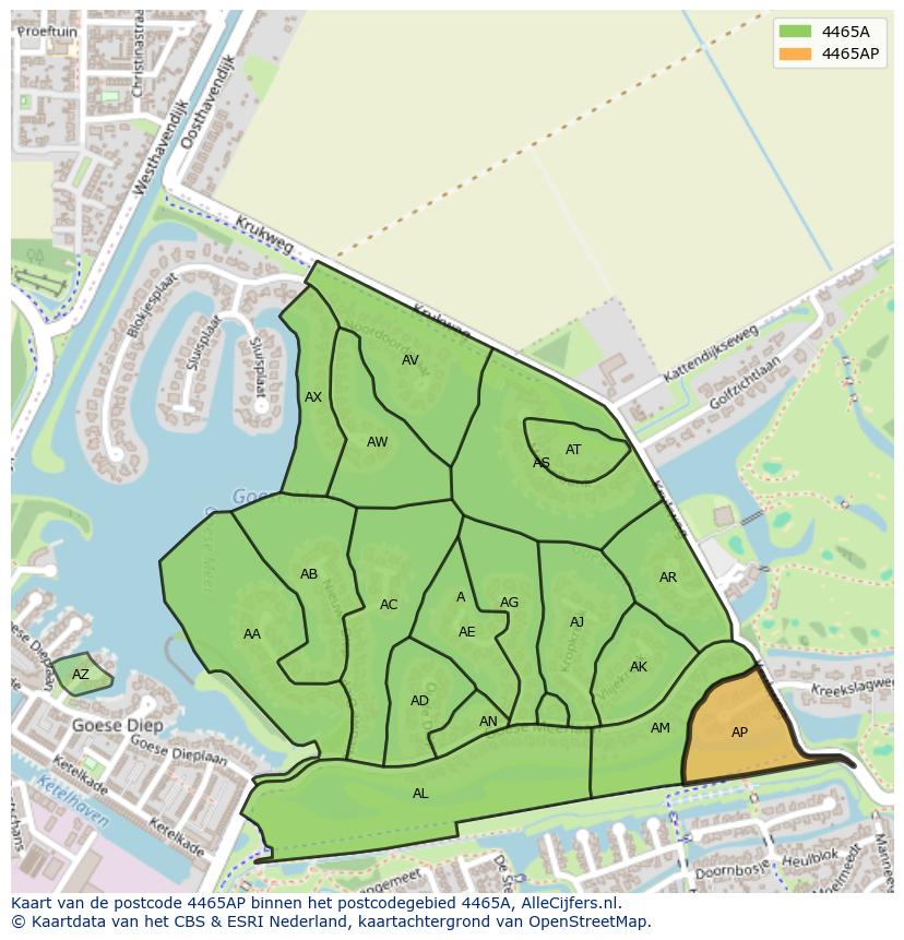 Afbeelding van het postcodegebied 4465 AP op de kaart.