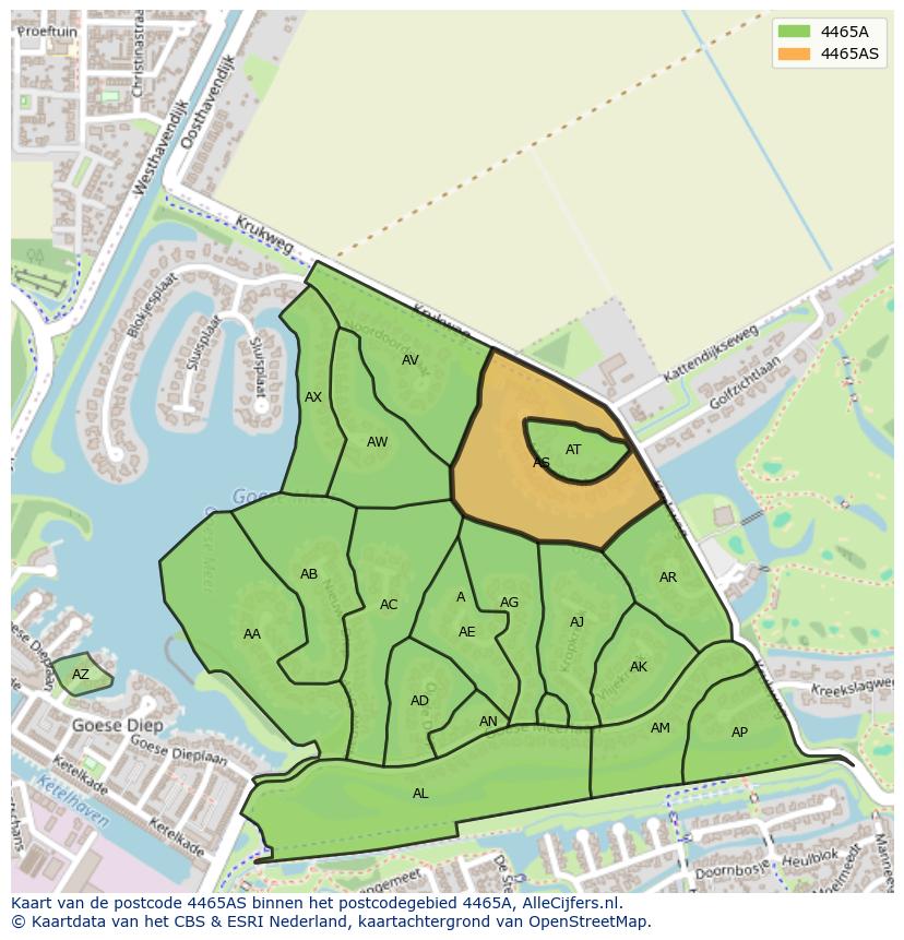 Afbeelding van het postcodegebied 4465 AS op de kaart.