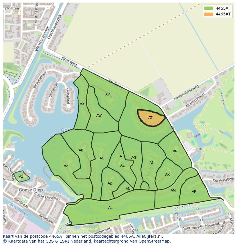 Afbeelding van het postcodegebied 4465 AT op de kaart.