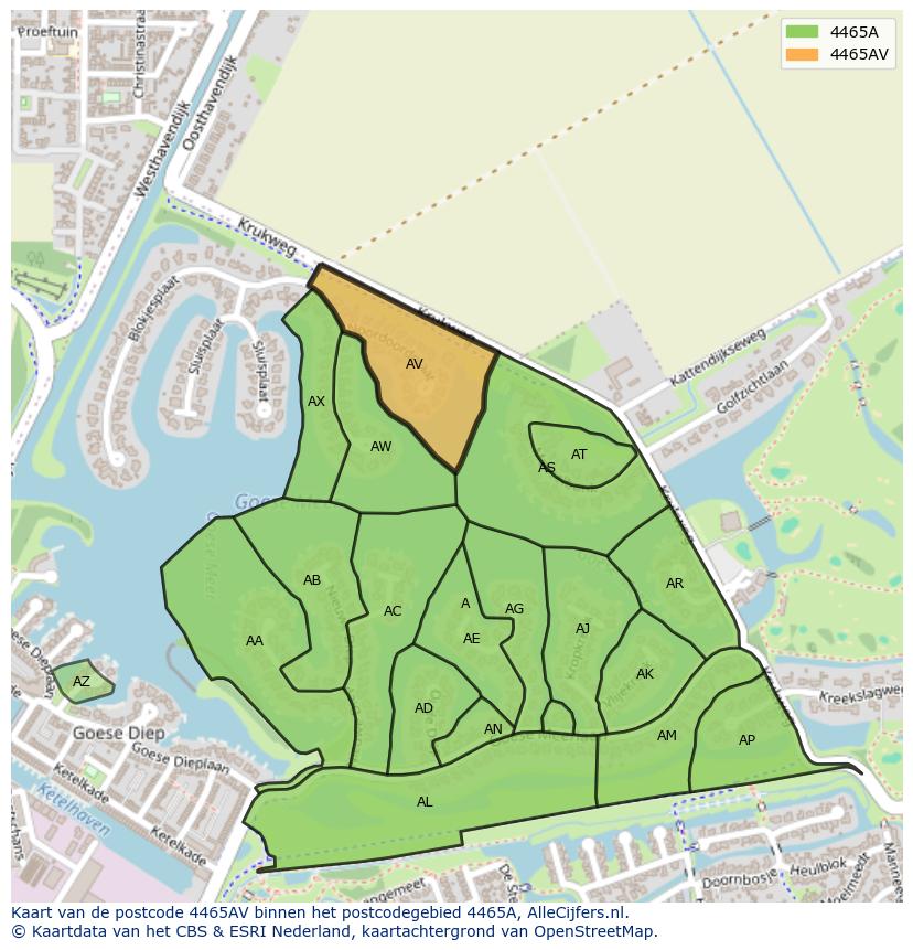 Afbeelding van het postcodegebied 4465 AV op de kaart.