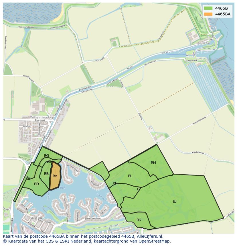 Afbeelding van het postcodegebied 4465 BA op de kaart.