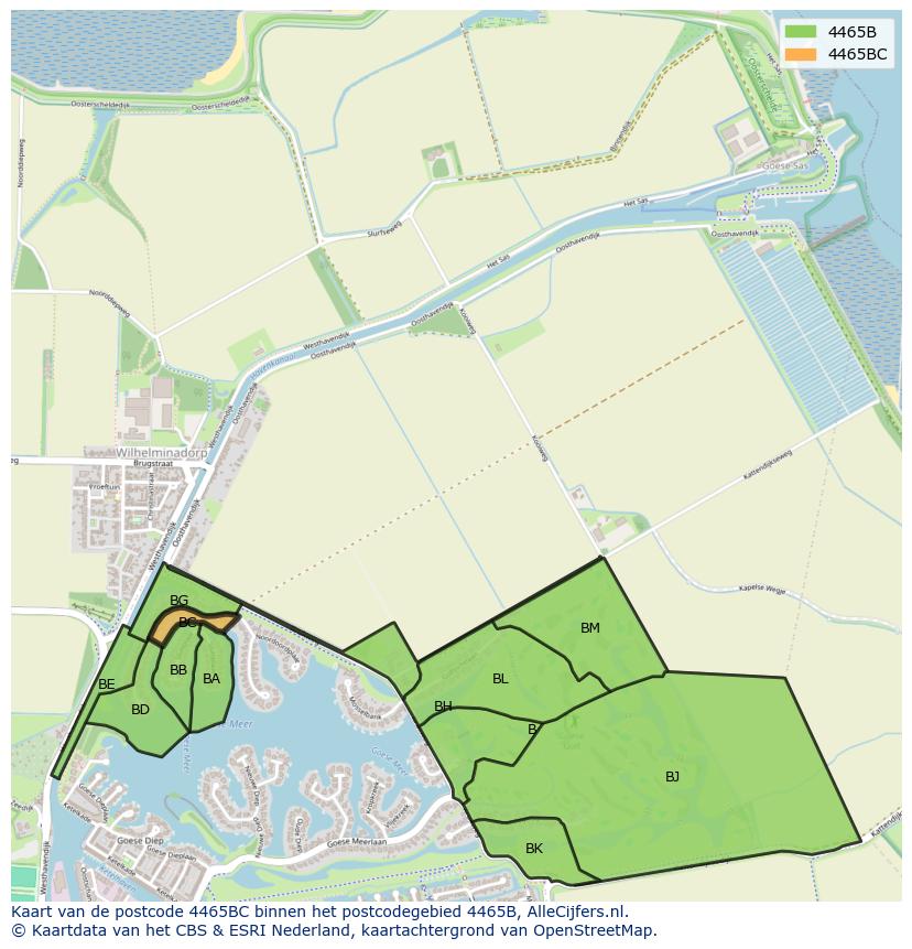 Afbeelding van het postcodegebied 4465 BC op de kaart.