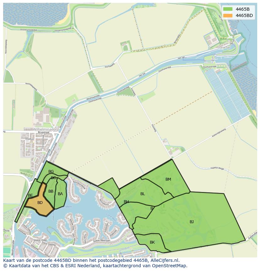 Afbeelding van het postcodegebied 4465 BD op de kaart.