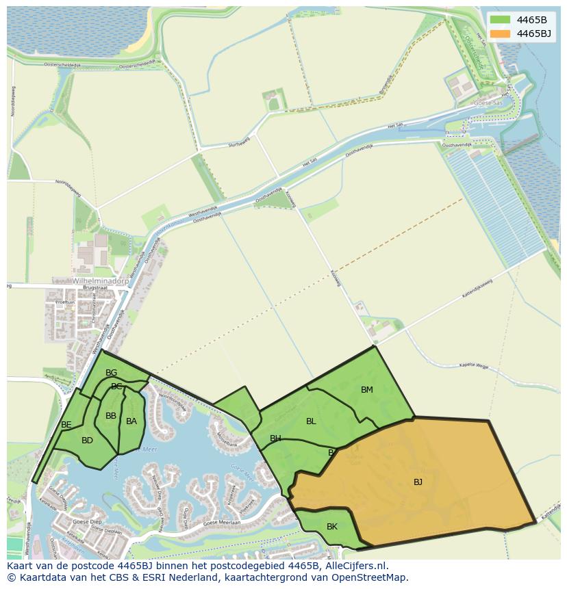 Afbeelding van het postcodegebied 4465 BJ op de kaart.