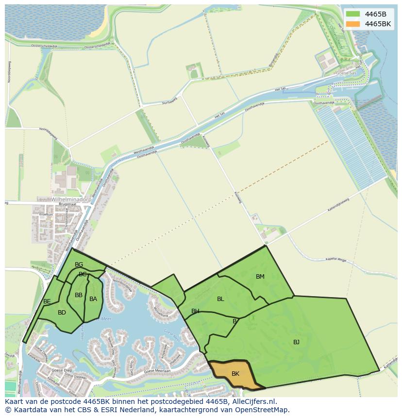 Afbeelding van het postcodegebied 4465 BK op de kaart.