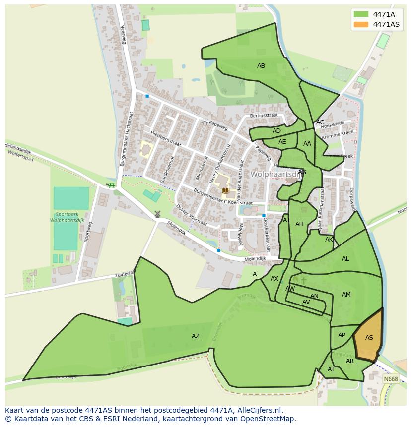 Afbeelding van het postcodegebied 4471 AS op de kaart.