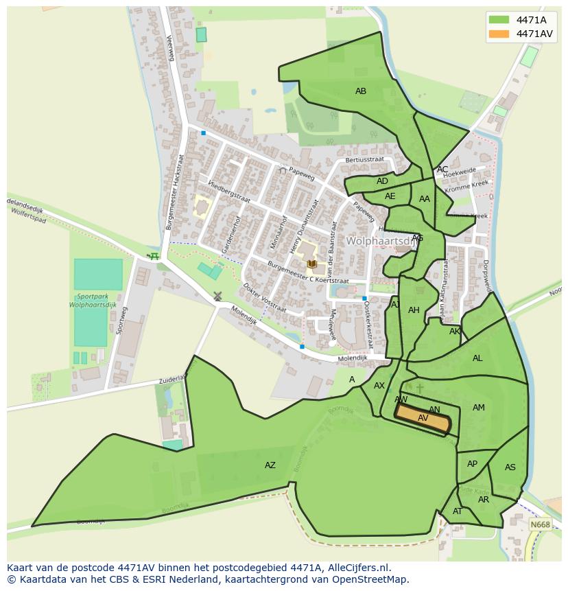 Afbeelding van het postcodegebied 4471 AV op de kaart.