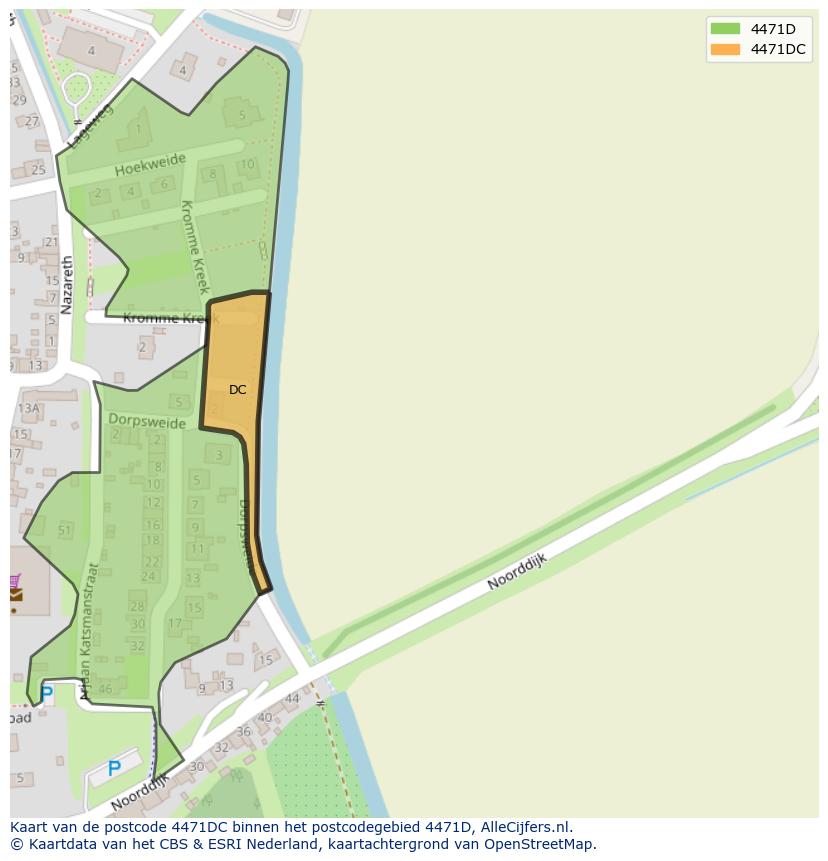 Afbeelding van het postcodegebied 4471 DC op de kaart.