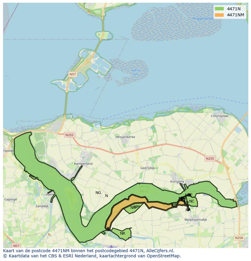 Afbeelding van het postcodegebied 4471 NM op de kaart.