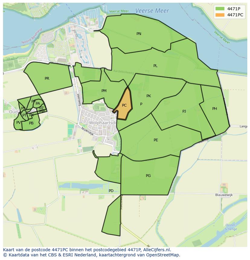 Afbeelding van het postcodegebied 4471 PC op de kaart.