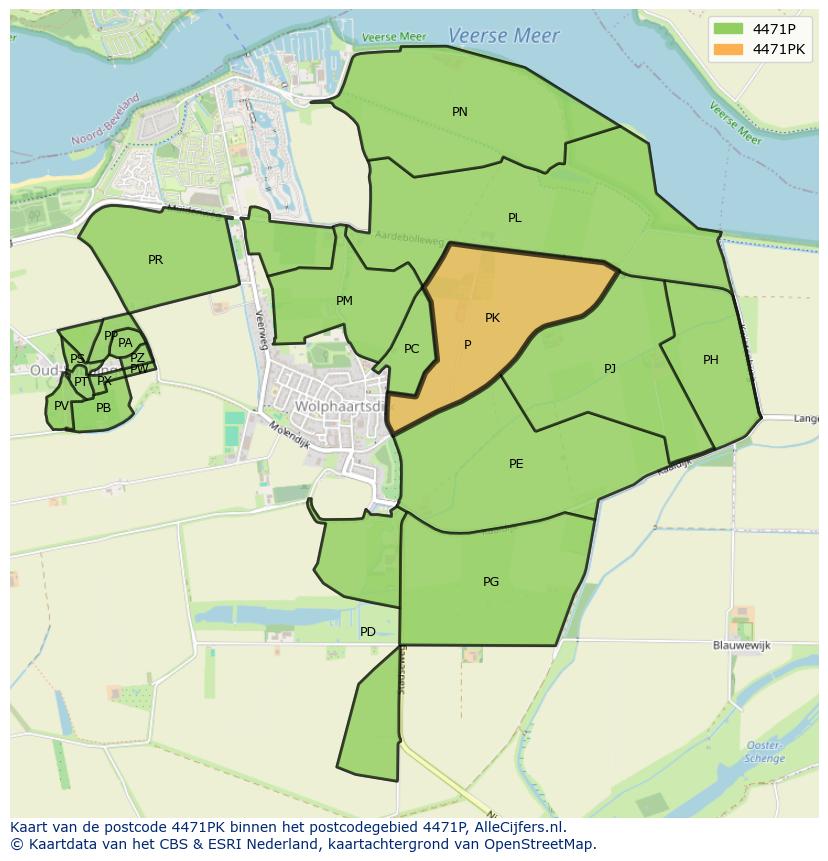 Afbeelding van het postcodegebied 4471 PK op de kaart.
