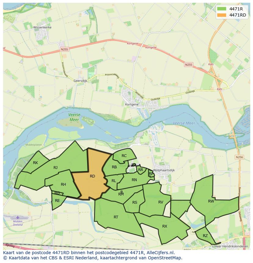 Afbeelding van het postcodegebied 4471 RD op de kaart.