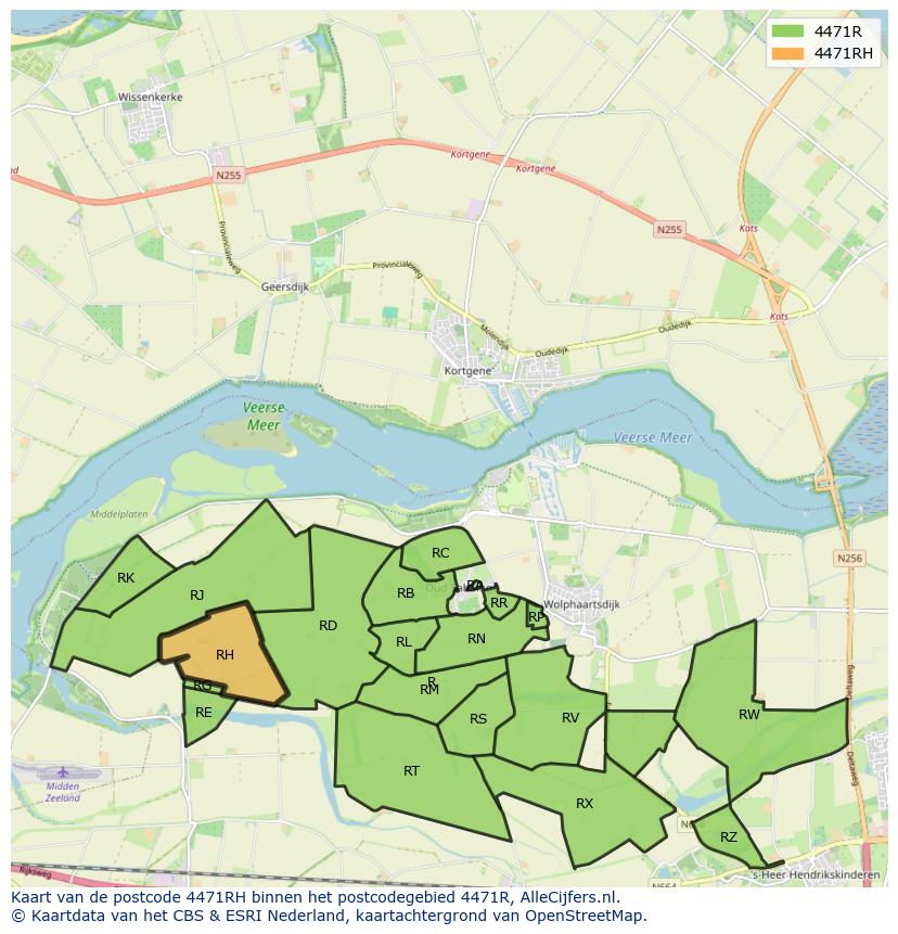 Afbeelding van het postcodegebied 4471 RH op de kaart.