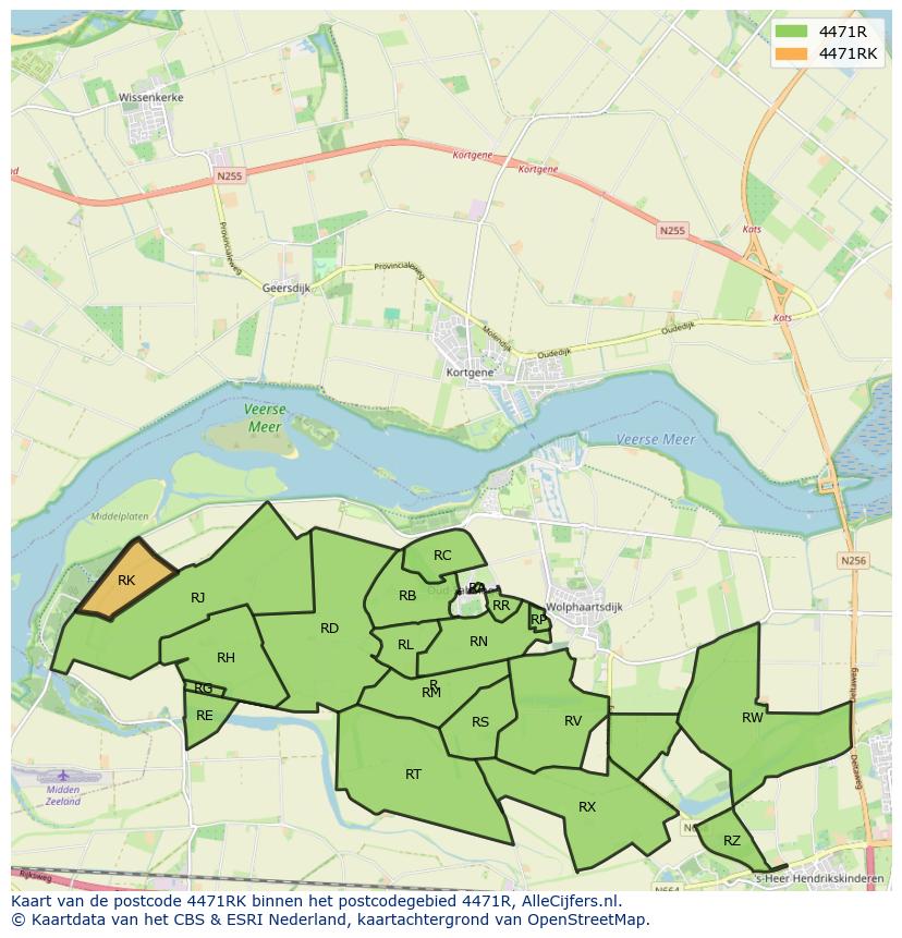 Afbeelding van het postcodegebied 4471 RK op de kaart.