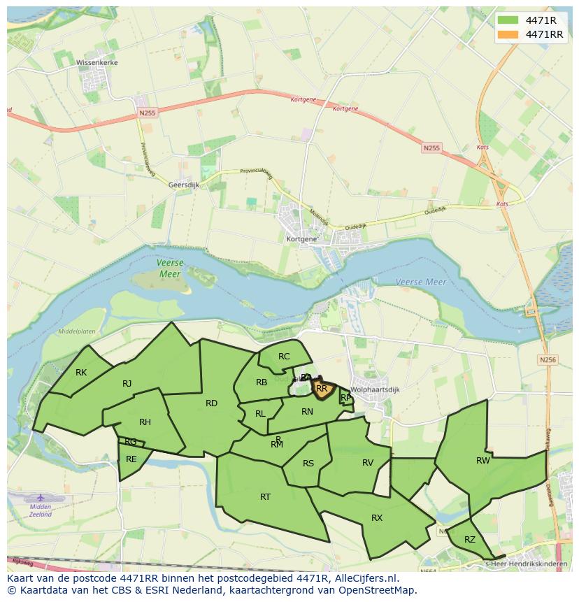 Afbeelding van het postcodegebied 4471 RR op de kaart.