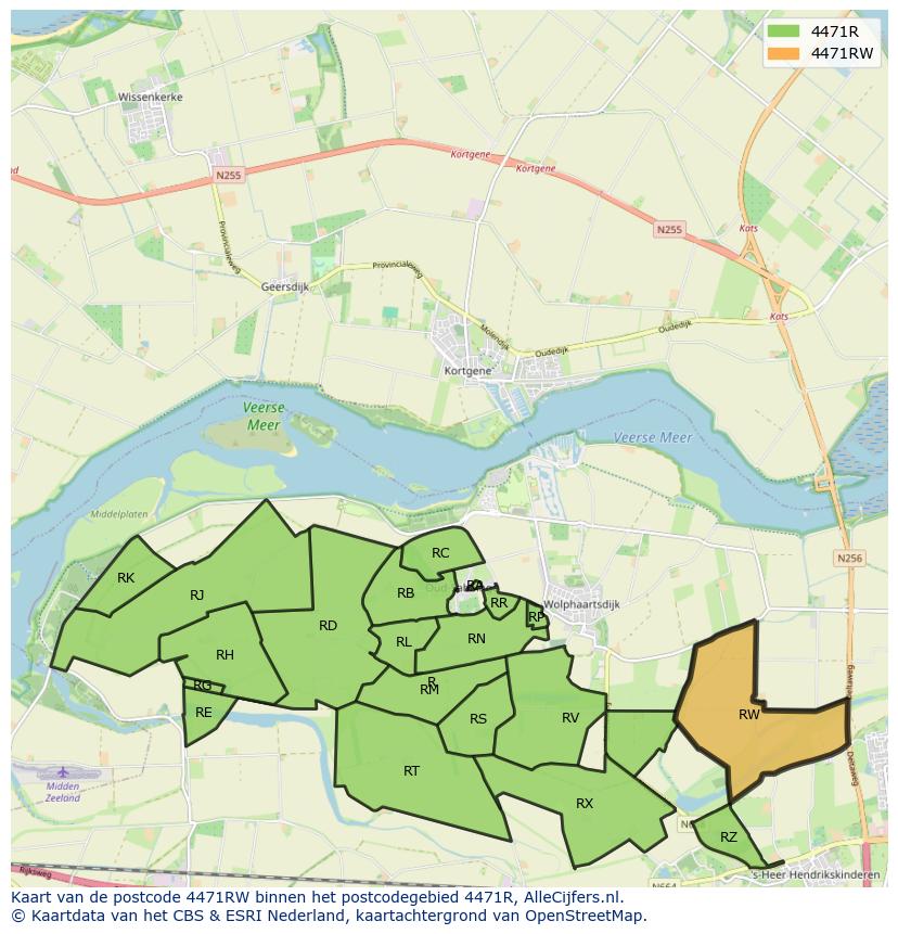 Afbeelding van het postcodegebied 4471 RW op de kaart.