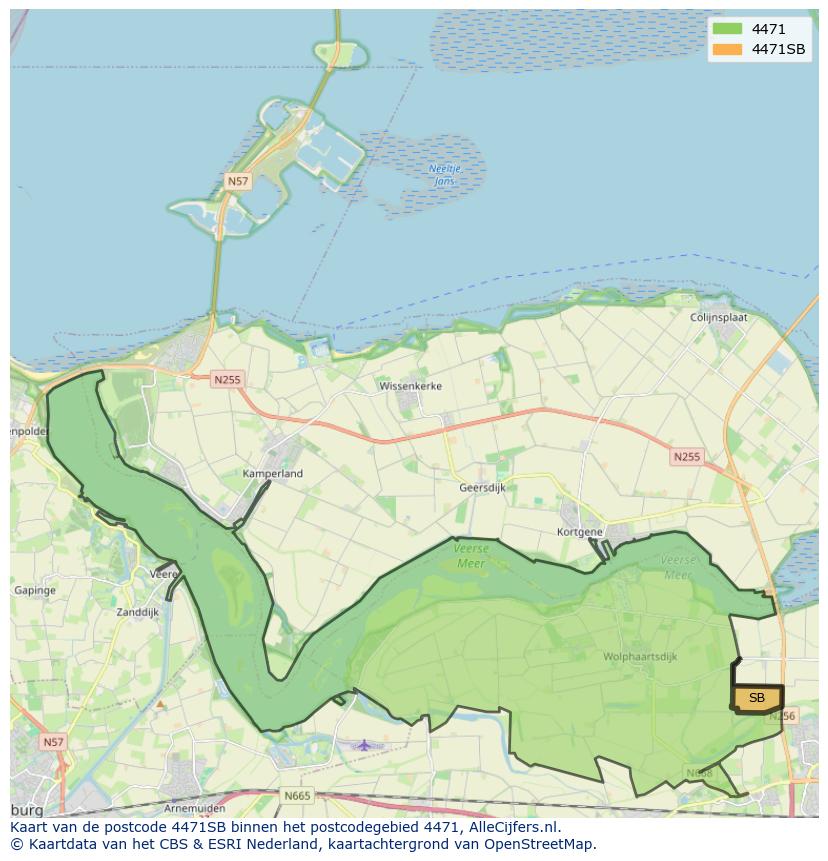 Afbeelding van het postcodegebied 4471 SB op de kaart.