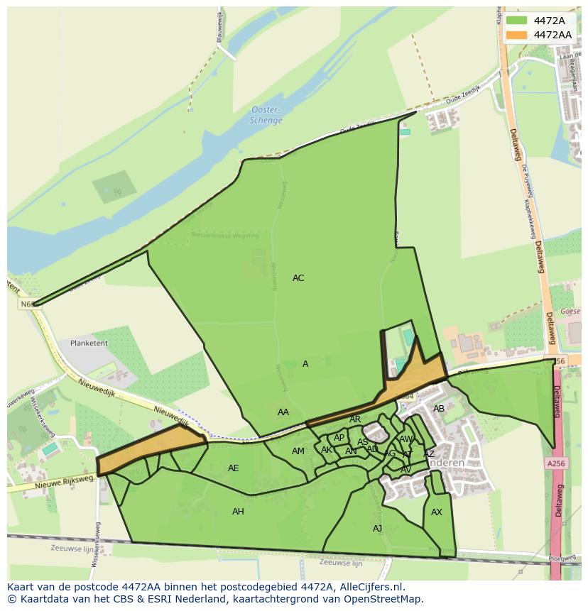 Afbeelding van het postcodegebied 4472 AA op de kaart.