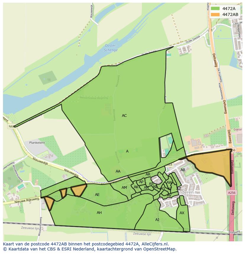 Afbeelding van het postcodegebied 4472 AB op de kaart.