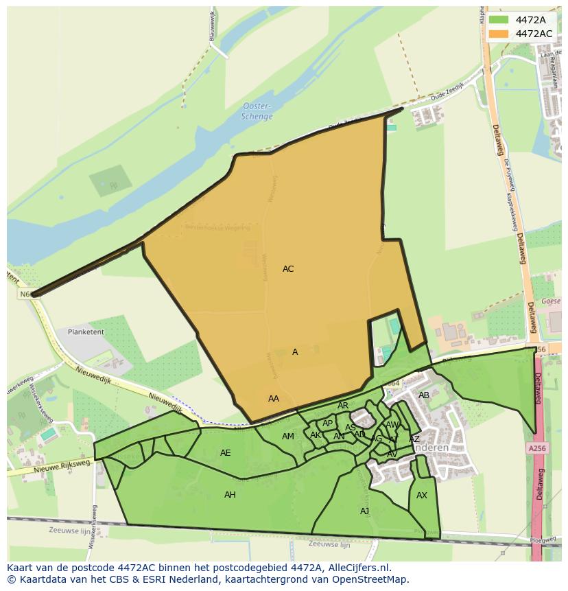Afbeelding van het postcodegebied 4472 AC op de kaart.