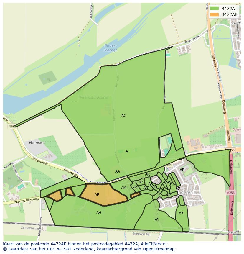 Afbeelding van het postcodegebied 4472 AE op de kaart.