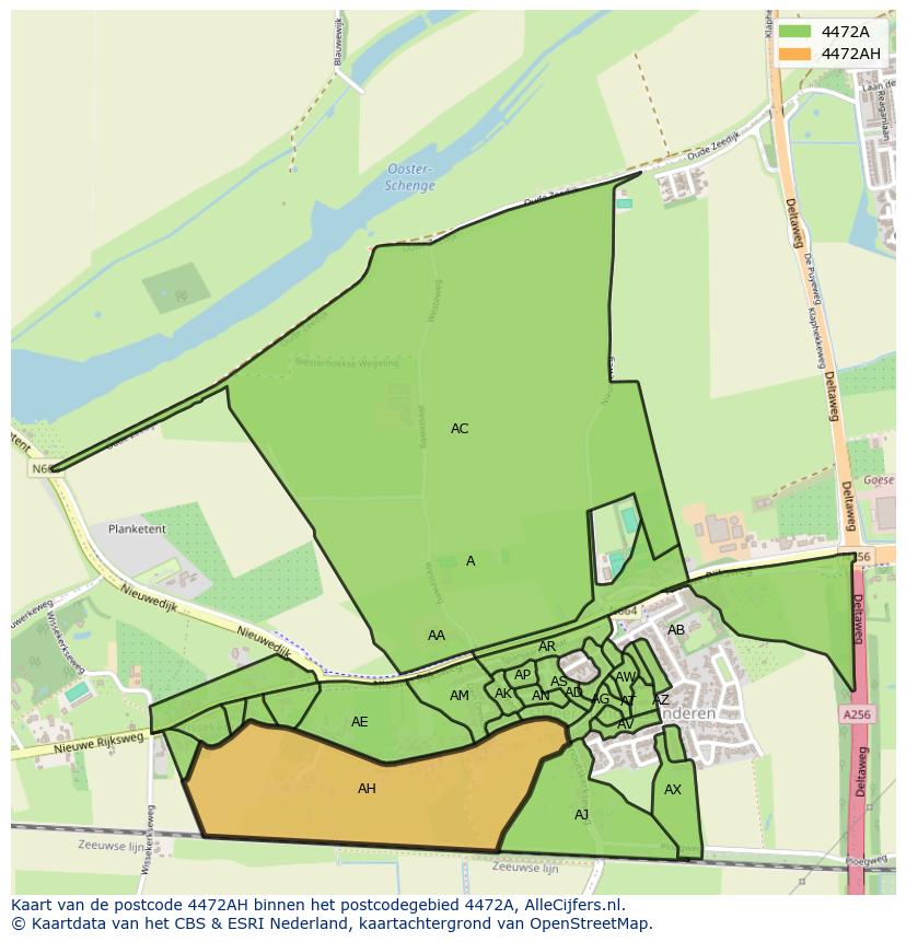 Afbeelding van het postcodegebied 4472 AH op de kaart.
