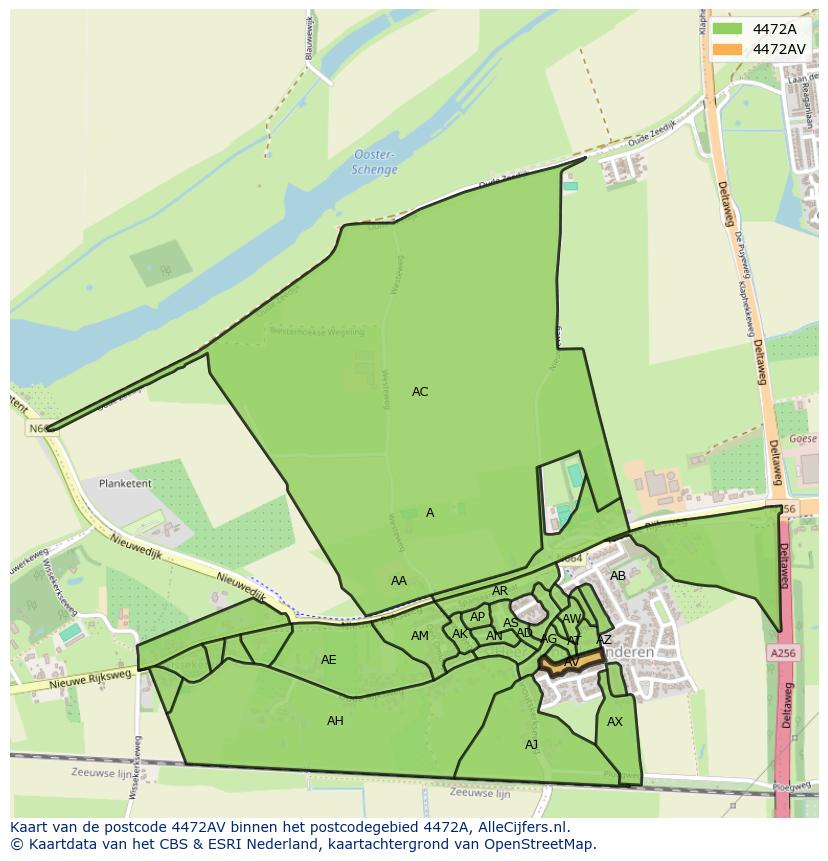 Afbeelding van het postcodegebied 4472 AV op de kaart.