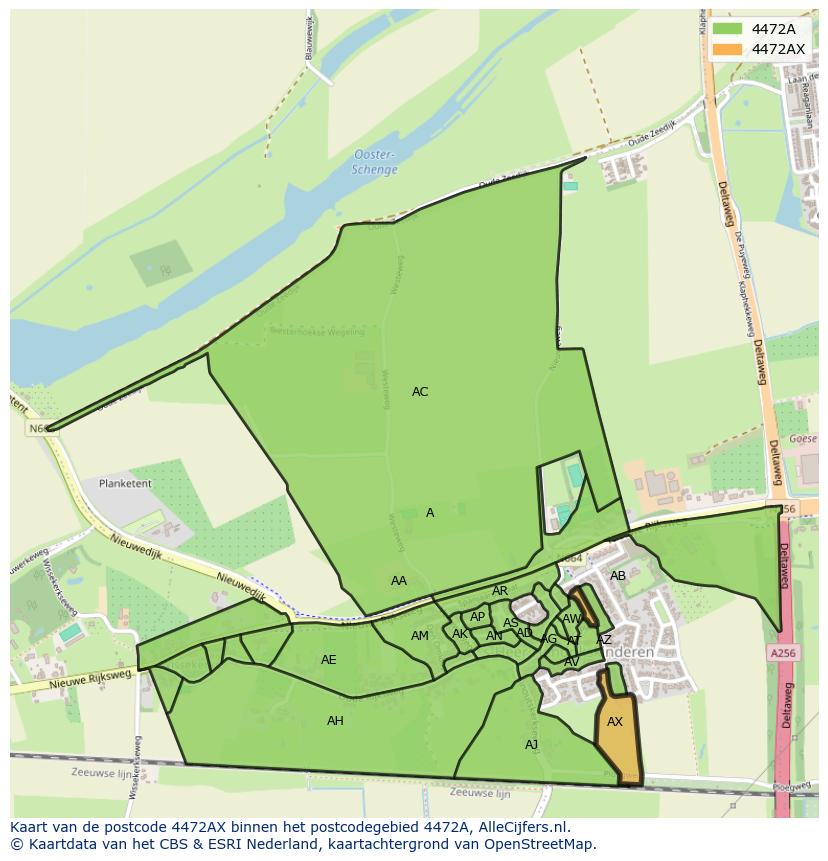 Afbeelding van het postcodegebied 4472 AX op de kaart.