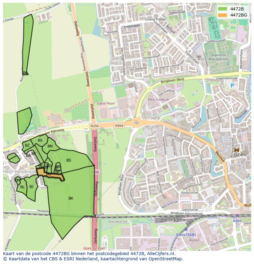 Afbeelding van het postcodegebied 4472 BG op de kaart.