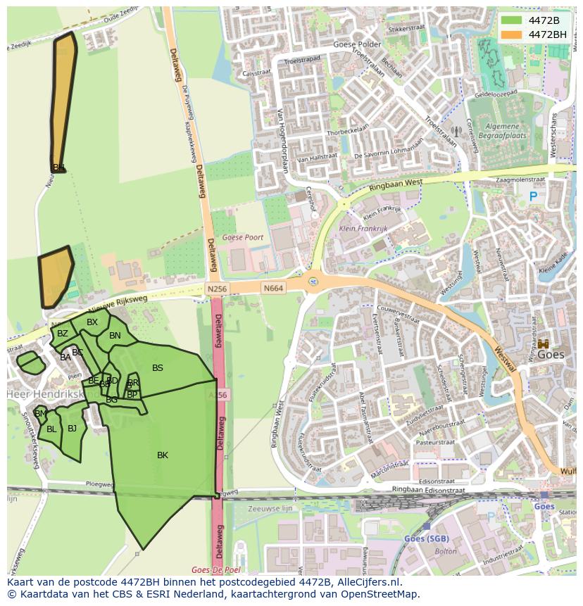 Afbeelding van het postcodegebied 4472 BH op de kaart.