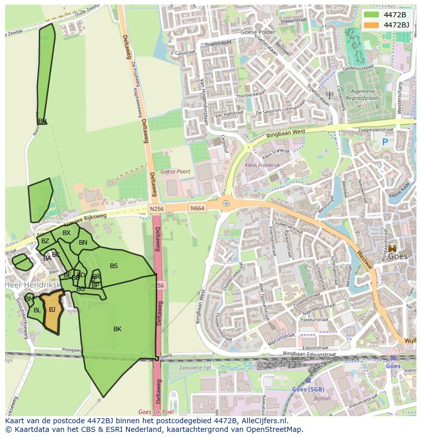Afbeelding van het postcodegebied 4472 BJ op de kaart.