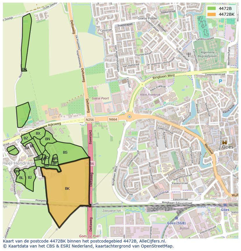 Afbeelding van het postcodegebied 4472 BK op de kaart.