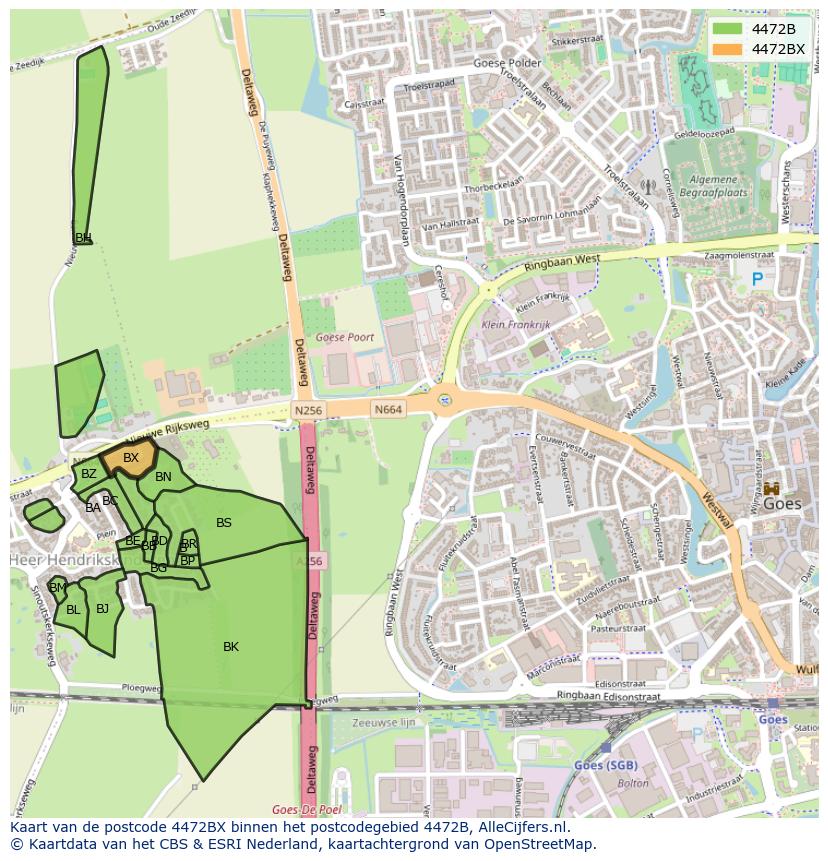 Afbeelding van het postcodegebied 4472 BX op de kaart.