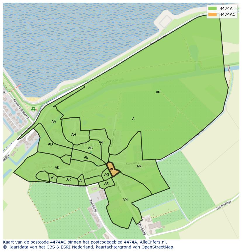 Afbeelding van het postcodegebied 4474 AC op de kaart.